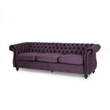 Christopher Knight Home® - Noble House - - Luxurious 3-Seater Purple Velvet Sofa, Featuring A Classic Design With Modern Elegance, Perfect For Adding Sophistication And Style To Any Living Room, Plush Comfort And Durable Craftsmanship