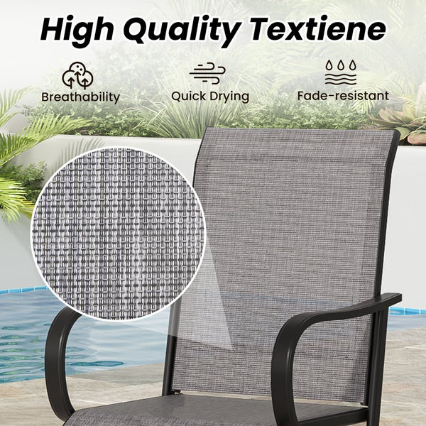 English Elm Patio Swivel Barstools Set of 2 Textilene Mesh Powder Coated Frame All Weather Seating Dark Gray T3623P437326