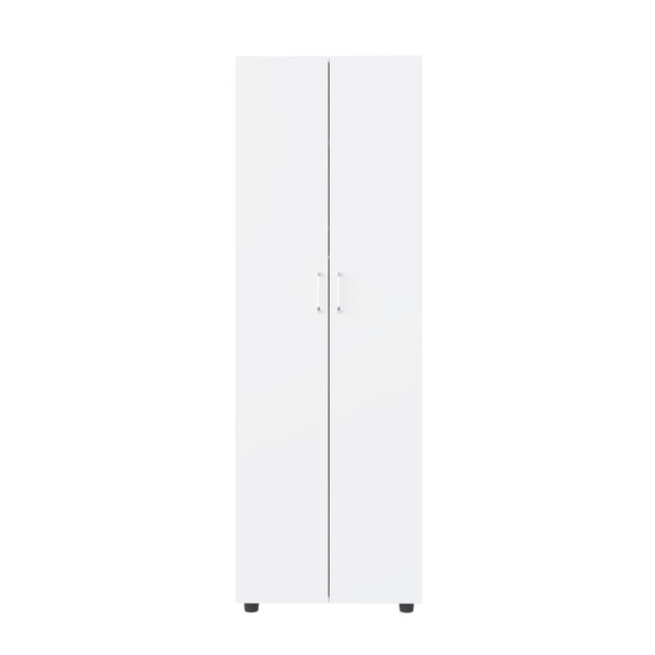 English Elm Armoire, Spacious Engineered Wood Wardrobe with Two Drawers, Hanging Rod and Hidden Storage Appeal White 77.95 L x 18.5 W x 3.15 H B097S00190