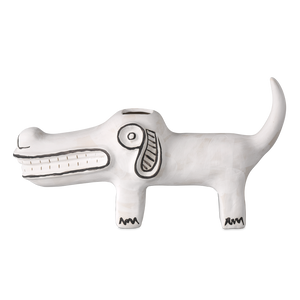 Spot the Dog: Exquisite Handmade Porcelain Vessel with Whimsical Black Details - Contemporary Art Decor