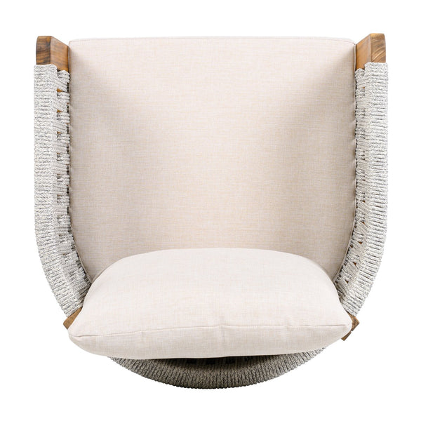English Elm Acacia Wood Outdoor Dining Chair Set with Rope Arms and Waterproof Cushions N779P279983H