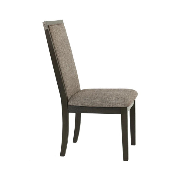 English Elm Dining Fabric Dining Chair Set of 2 with Grey Upholstery, High Back Support & Weathered Wood Legs Comfort SR011801