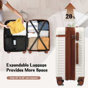 English Elm Luggage 3 Piece Abs Hard Shell Set with Usb Port Front Access and Spinner Wheels White N726P307555O