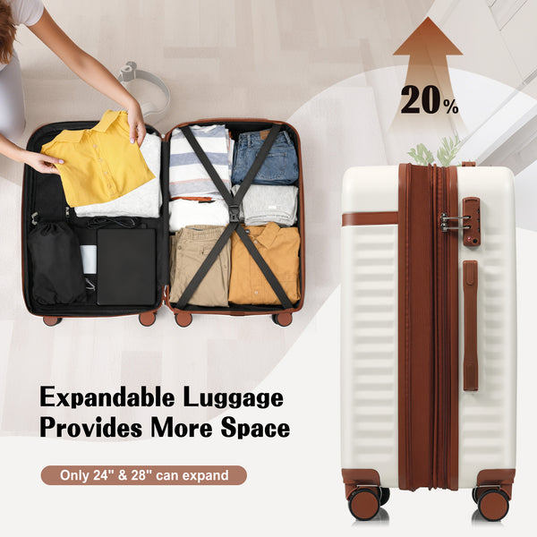 English Elm Luggage 3 Piece Abs Hard Shell Set with Usb Port Front Access and Spinner Wheels White N726P307555O