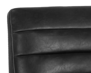 Sunpan Spyros Modern Barstool with Channel Tufting and Sleek Black Powder-Coated Steel Frame for Stylish Spaces Coal Black