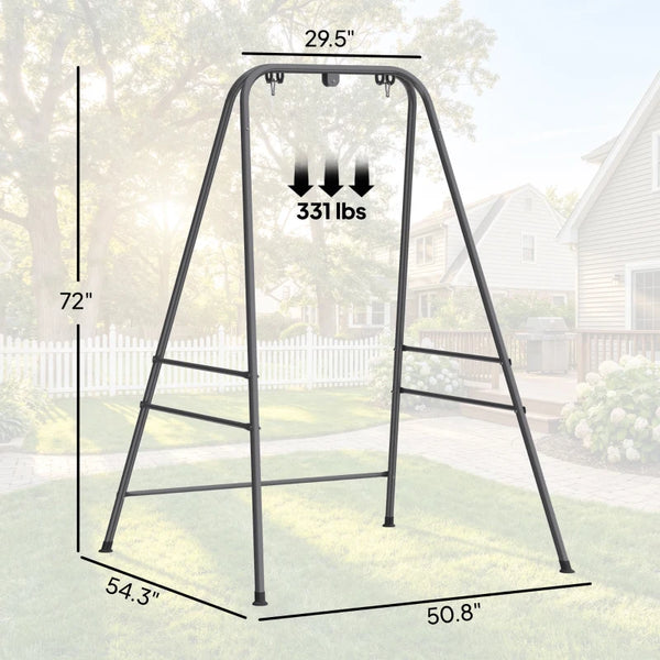 English Elm Outdoor Freestanding Hammock Chair Stand Powder Coated Steel Frame 330 Lb Capacity Gray T3971P476154