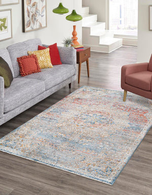 Unique Loom Newport Elms Machine Made Medallion Rug Multi, Blue/Gray/Ivory/Light Blue/Light Brown/Rust Red/Terracotta 9' 0" x 12' 2"