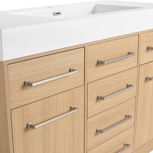 English Elm 48" Freestanding Bathroom Vanity with Resin Sink, Original Oak Finish, 2 Doors & 6 Drawers, Plywood W1972P315227