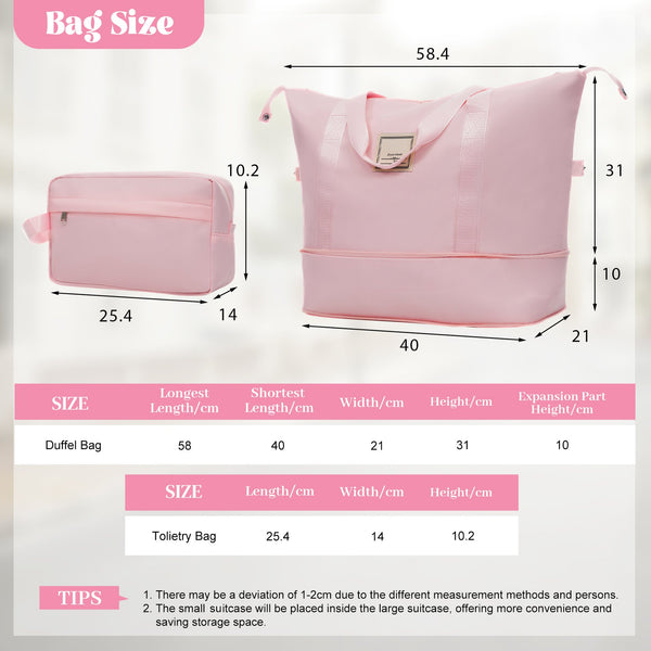 English Elm 6 Piece Hardshell Abs Travel Set with Spinner Wheels Combination Lock and Toiletry Bag Pink N732P391465H
