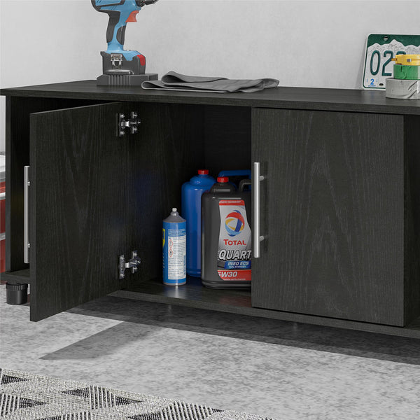English Elm Shoe Storage Bench with Four Open Compartments for Entryway Mudroom Organization B2733P444490
