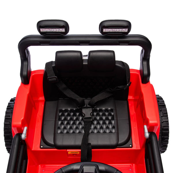 English Elm 24v Kids Ride on Car with Parental Remote Four Wheel Suspension Led Lights Bluetooth Red W1578P235082