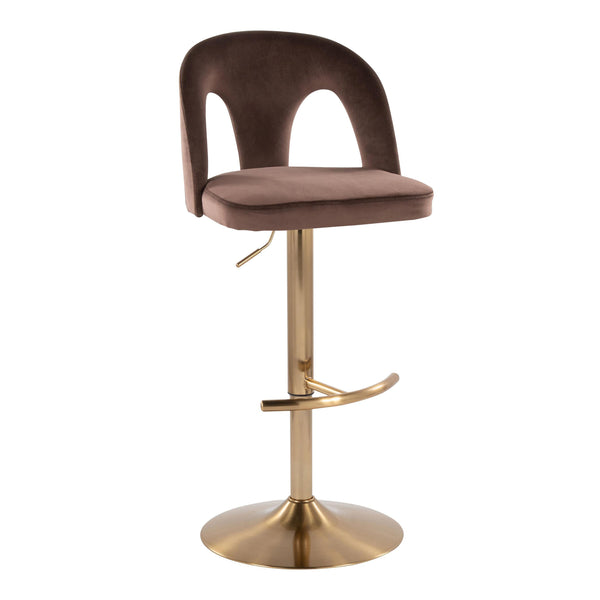 English Elm Adjustable Swivel Barstools Set of 2 White Fabric Padded Seats Chrome Base Espresso B202S01955