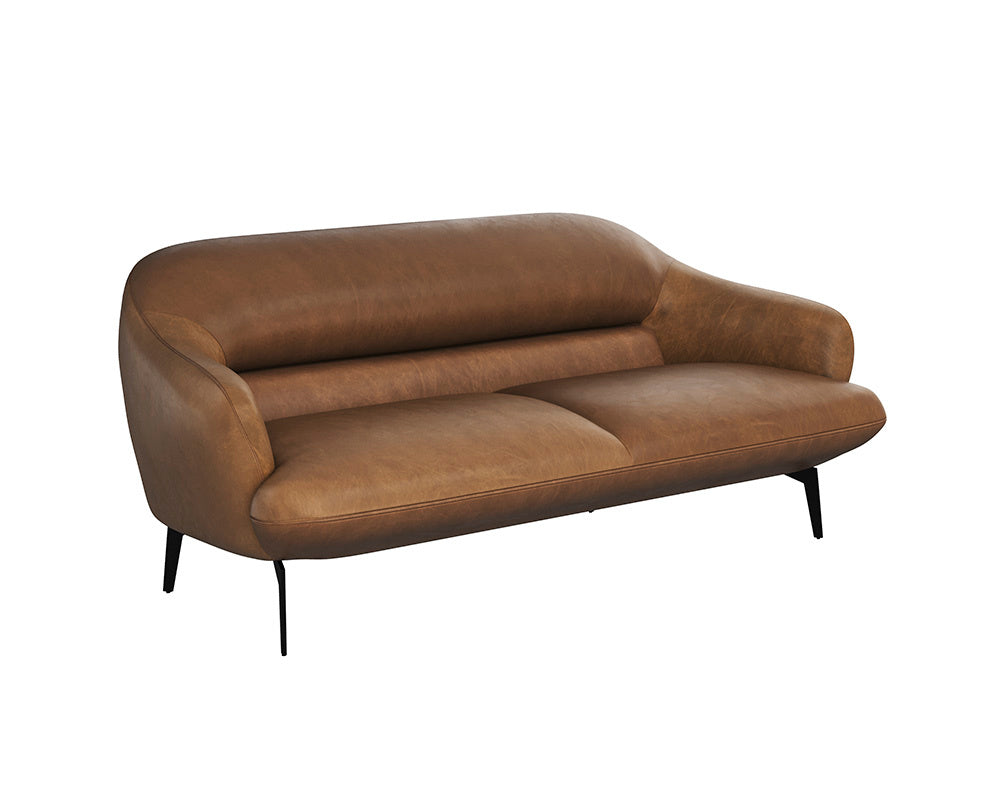 Sunpan Armani Sofa - Luxurious Italian Leather, Contemporary Design with Comfort and Style for Your Home Cognac Leather V1
