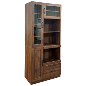 English Elm Kitchen Farmhouse Pantry Cabinet Tall Freestanding Three Door Pull Out Organizer W331S00208