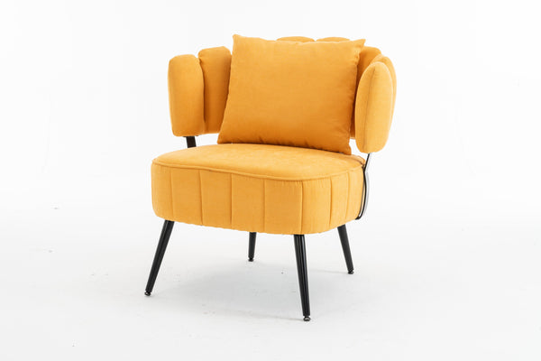 English Elm Decorative Chenille Barrel Tub Chair with Pocket Coil Cushion for Cozy Reading Nooks Yellow W5188P462022