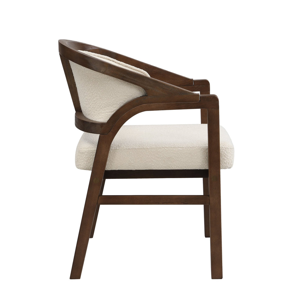 English Elm Christopher Knight Home® - Wooden Modern Dining Chair with Ergonomic Curved Back and Bouclé Upholstery, Solid Rubberwood Craftsmanship Beige,Walnut N771P346814T