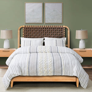 INK+IVY Jameson Mid-Century Woven Faux Leather Bed Queen II115-0555 Natural