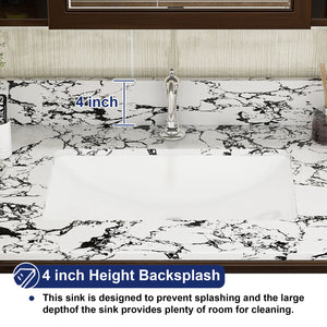 English Elm 37"X22" Bathroom Vanity Top With Undermount Sink & Backsplash - Durable, Easy-Clean Panda White Finish W509P362105