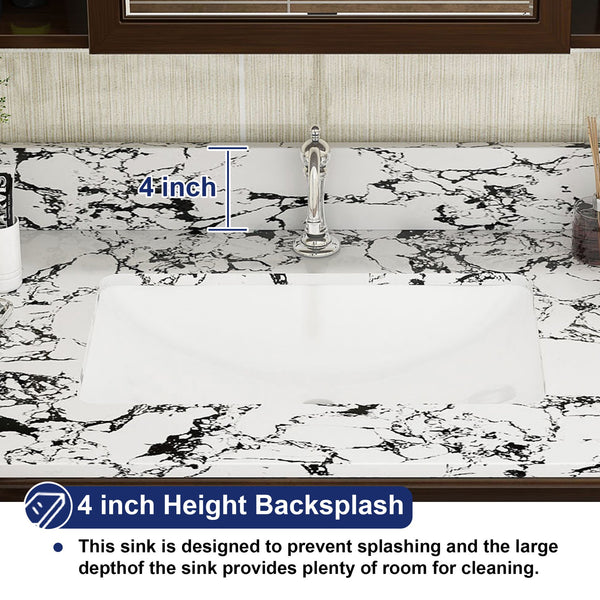English Elm 37"X22" Bathroom Vanity Top With Undermount Sink & Backsplash - Durable, Easy-Clean Panda White Finish W509P362105