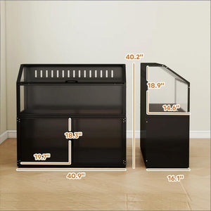 English Elm Small Pet Habitat Two-tier Steel Acrylic Enclosure with Built-in Storage Cabinet T3971P500489