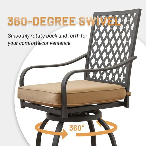 English Elm Outdoor Living Swivels Bar Stools Set - Stylish Cushioned High Chairs For Patio, Deck & Bistro Fun! W1859P203845-GIGA