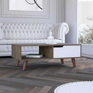 English Elm Oslo Engineered Wood Coffee Table 2.0 — Multicolor, Superior Top, Open Shelf & Drawer Storage, Stylish Legs B200P188811