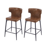 Christopher Knight Home® - Noble House - - 28Inch Counter Height Bar Stools Set Of 2, Modern Bar Upholstered Chairs With Pu Leather, Metal Footrest And Frame For Kitchen Island, Bar Table, Dining Room, Brown