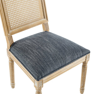 English Elm [set of 2] French Provincial Rubberwood Dining Chairs with Cane Back and Fluted Legs Blue Gray N767P375346U