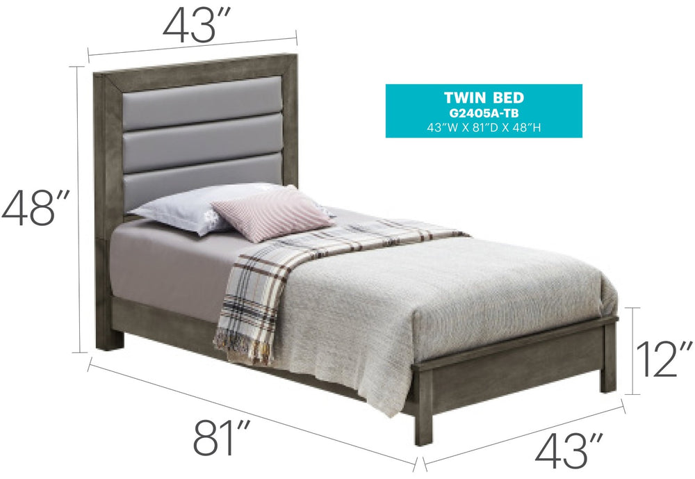 English Elm Stylish Gray Twin Bed - Versatile Design For Kids' Rooms, Guest Spaces, & Compact Living Areas B078S00240-GIGA