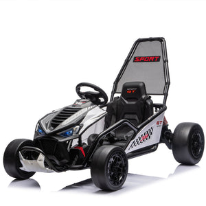 English Elm 24v Dual Motor Kids Go Kart with Drift Mode Roll Cage and Rear Suspension Ages 6 to 12 W1578P454061