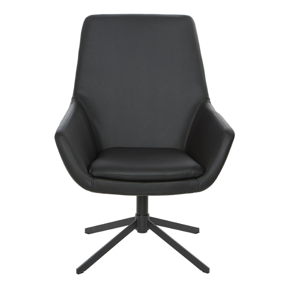 OSP Home Furnishings Modern Scoop Office Chair Faux Leather Padded Seat Swivel Base for Home Workspace FL80228B-U6