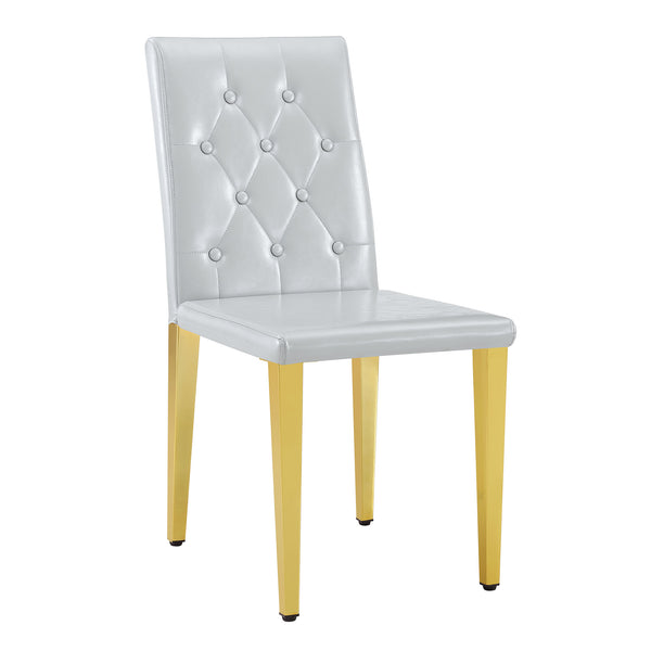 English Elm 4-piece Brown Suede Dining Chair Set with Tufted Back and Walnut Metal Legs Gold,Light Gray W1151P361186
