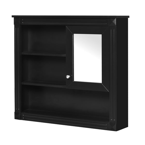 English Elm 32'' Bathroom Wall Cabinet Mirror — 32-inch Wall-Mounted Medicine Cabinet with Adjustable Shelves for Streamlined Bathroom Storage and Stylish Organization Black N710P254922B