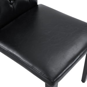 English Elm Table And Chair Set - Modern Black Wood Dining Table With Ergonomic Pu Leather Chairs For Comfort W1151S04311-GIGA