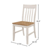 English Elm Set Of 2 Wooden Dining Chairs, Natural and Off White