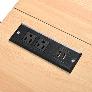 English Elm K&K Convertible 55.7" Folding Kitchen Island Cart with Power Outlet, Spice Rack, 5 Wheels, Multi-Use Green N707P186617E