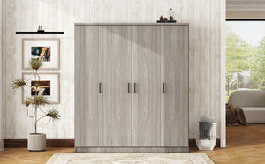 English Elm 4-door Wardrobe with Drawer Gray Mdf Freestanding Bedroom Closet Storage Unit LP006002AAE
