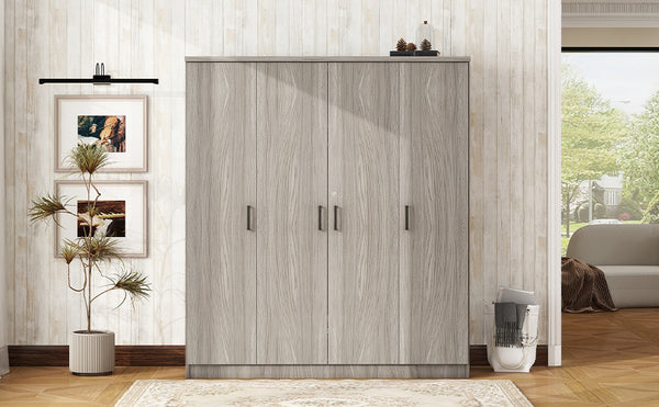 English Elm 4-door Wardrobe with Drawer Gray Mdf Freestanding Bedroom Closet Storage Unit LP006002AAE