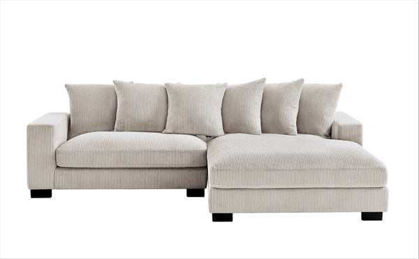 English Elm Luxe Oversized L-Shaped Sectional Sofa With Chaise - Soft Ivory Corduroy, Perfect For Family Living B2735S00006