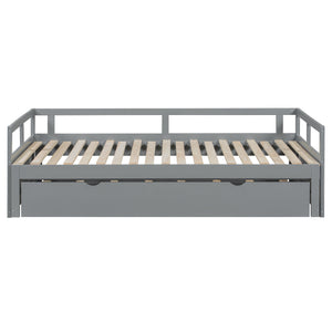 English Elm Extending Twin Daybed with Pull Out Trundle Solid Pine Wood Frame Guest Room N708P336535E