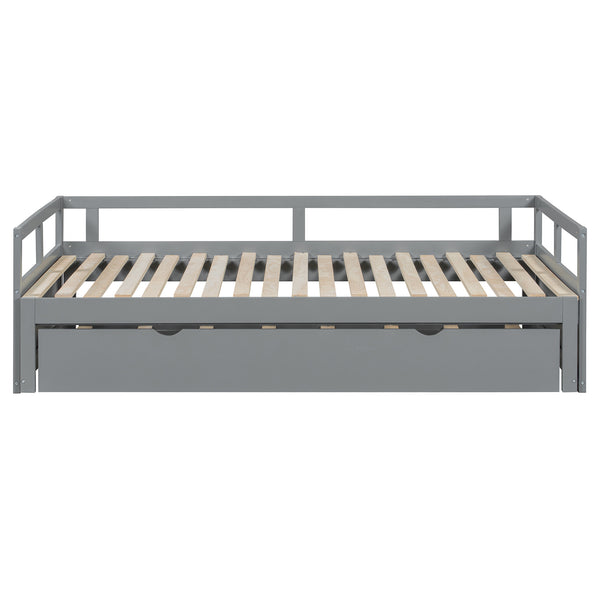 English Elm Extending Twin Daybed with Pull Out Trundle Solid Pine Wood Frame Guest Room N708P336535E