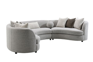 English Elm Ivria Curved Gray Bouclé Sectional Sofa with 9 Down Feather Pillows, Durable Wood Frame, 3‑Seat Comfort B2726S00266