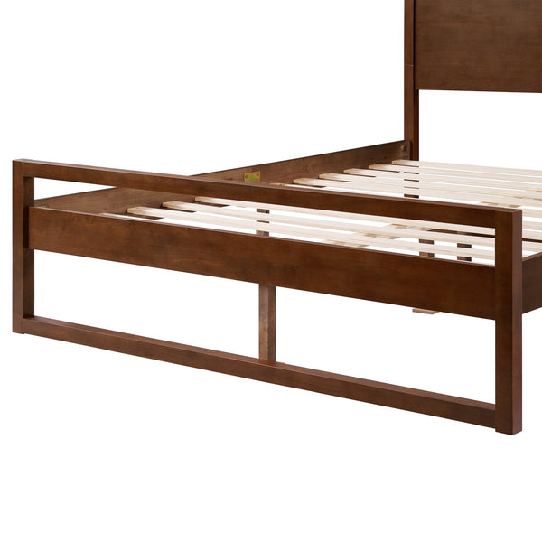 English Elm Christopher Knight Home® - Walnut Solid Wood Queen Bed with Headboard, Silent High-Density Slats, 800 lb Capacity Frame N758P268774N