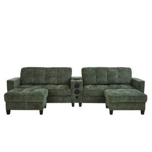 English Elm Swivel Barrel Accent Chair Chenille Tufted Round Club Seat for Living Room Lounge Green N719S002290F