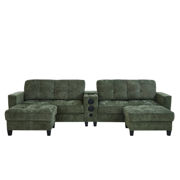 English Elm Swivel Barrel Accent Chair Chenille Tufted Round Club Seat for Living Room Lounge Green N719S002290F