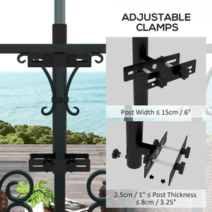 English Elm Outsunny Adjustable Patio Umbrella Holder - Space-Saving Clamp Bracket For Decks & Balconies W2225P174210-GIGA