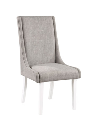 English Elm Classic Weathered Finish Side Chairs Set of 2 with Turned Legs, Padded Linen-Style Upholstery and Trim Gray,White 27 L x 23 W x 30 H B2741P334811