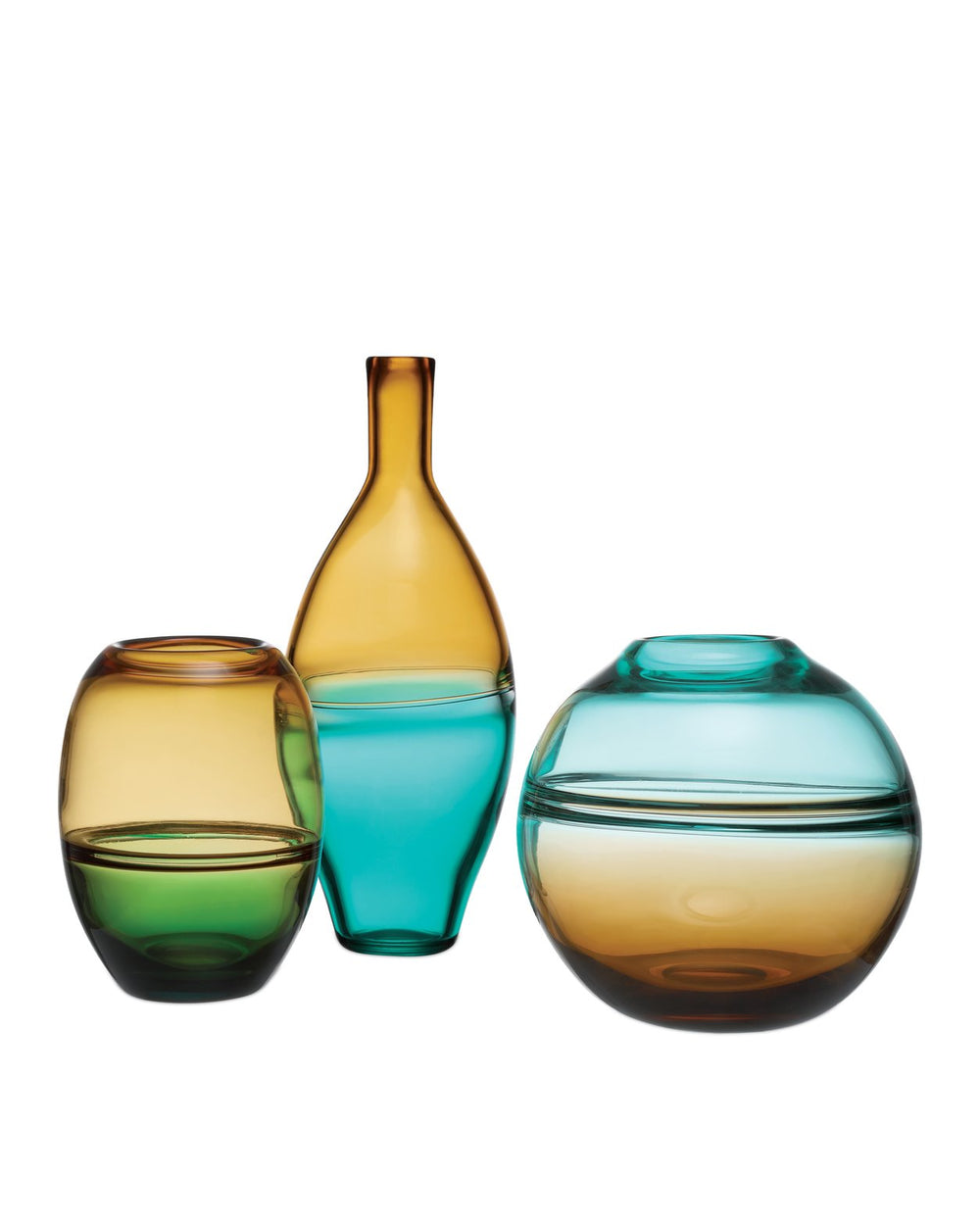 Currey & Company Tapio Vase Set Of 3 - Stunning Mouthblown Glass Vases In Aqua, Amber & Green For Elegant Decor Multi,Color Glass 1200-1011-currey-company
