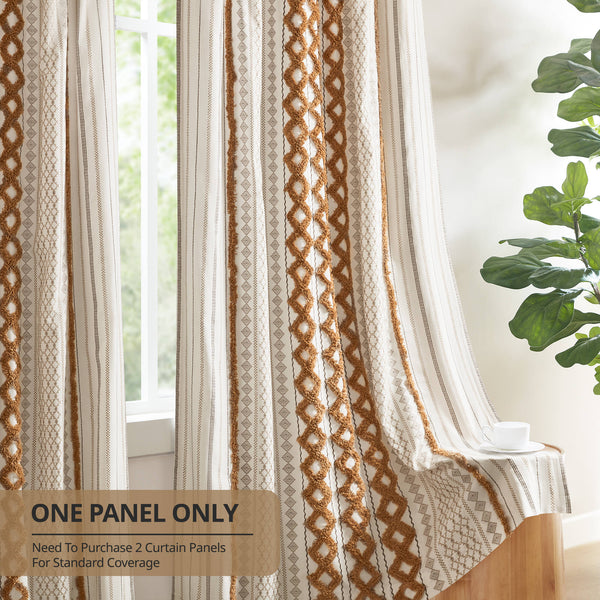 English Elm 1 Cotton Printed Window Panel Chenille Stripe Lined Bohemian Farmhouse Curtain B035P496604
