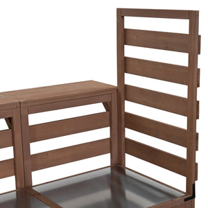 English Elm Topmax Modular Fir Wood Outdoor Kitchen Cart Stainless Steel Prep Station Brown N717P417963D